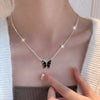 Summer 925 sterling silver black butterfly necklace female exquisite clavicle chain temperament pendant gifts to friends jewelry