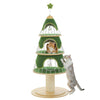 Cat Christmas Tree Modern Cat Tree with Thick Scratch Post Wood Cat Tower 3 Condos-Heavy Duty Cat Furniture Replaceable Mat