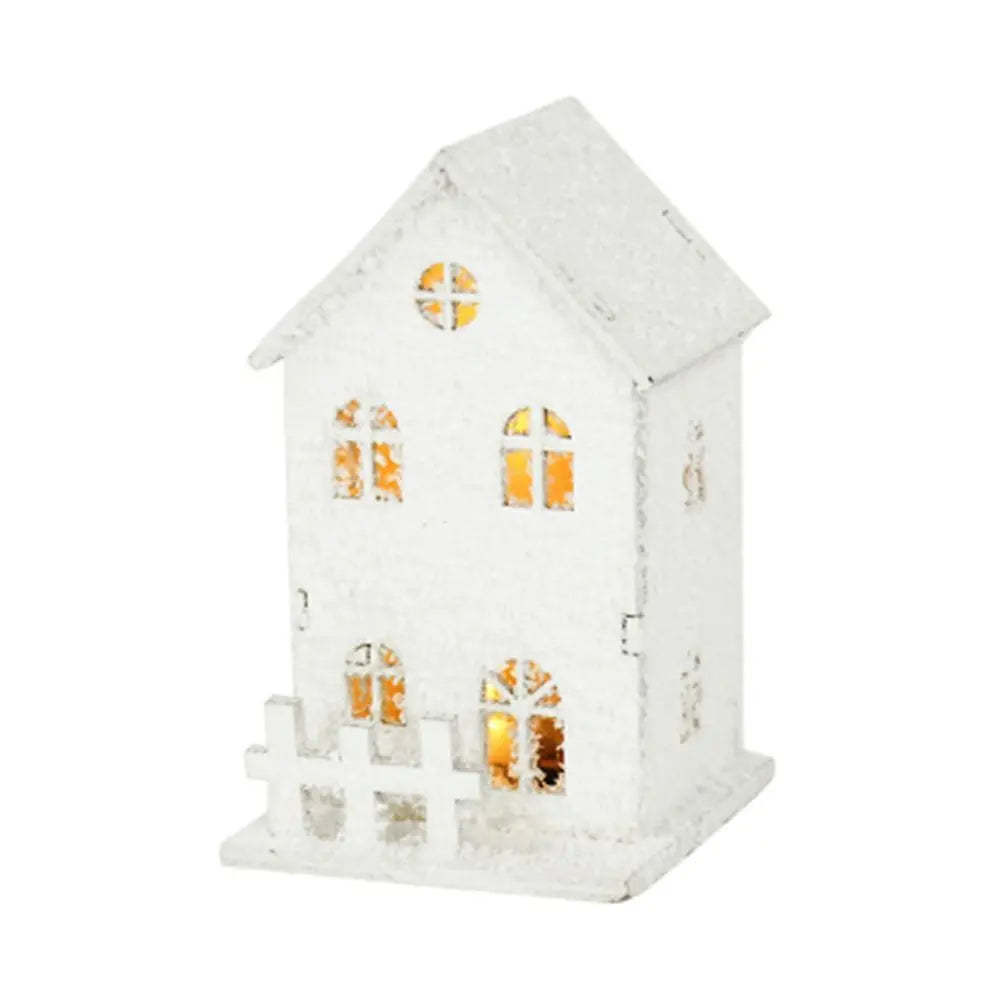 Mini Christmas LED Light Wooden House Kids Gift with Snowflake White Glowing Castle Luminous Christmas Tree