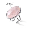 Fashion Female Finger Ring Pink Agat Quartzs Tiger Eye Rings Silver Color Simple Energy Yoga Ring for Women Girls Jewelry Gift