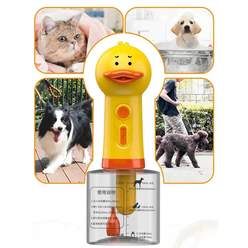 Yellow Duck Foam Pet Cleaning Machine Automatic Soap Dispenser For Cat Dog Smart Bathroom Liquid Soap Shampoo Cleaning Pet