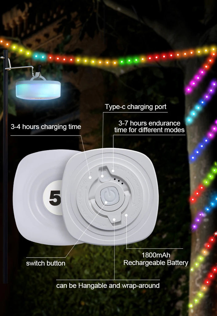 Nachtlampje Camping String Light LED Rechargeable Strip Outdoor Waterproof    Smart APP Atmosphere Lamp Decor for Garden Tent