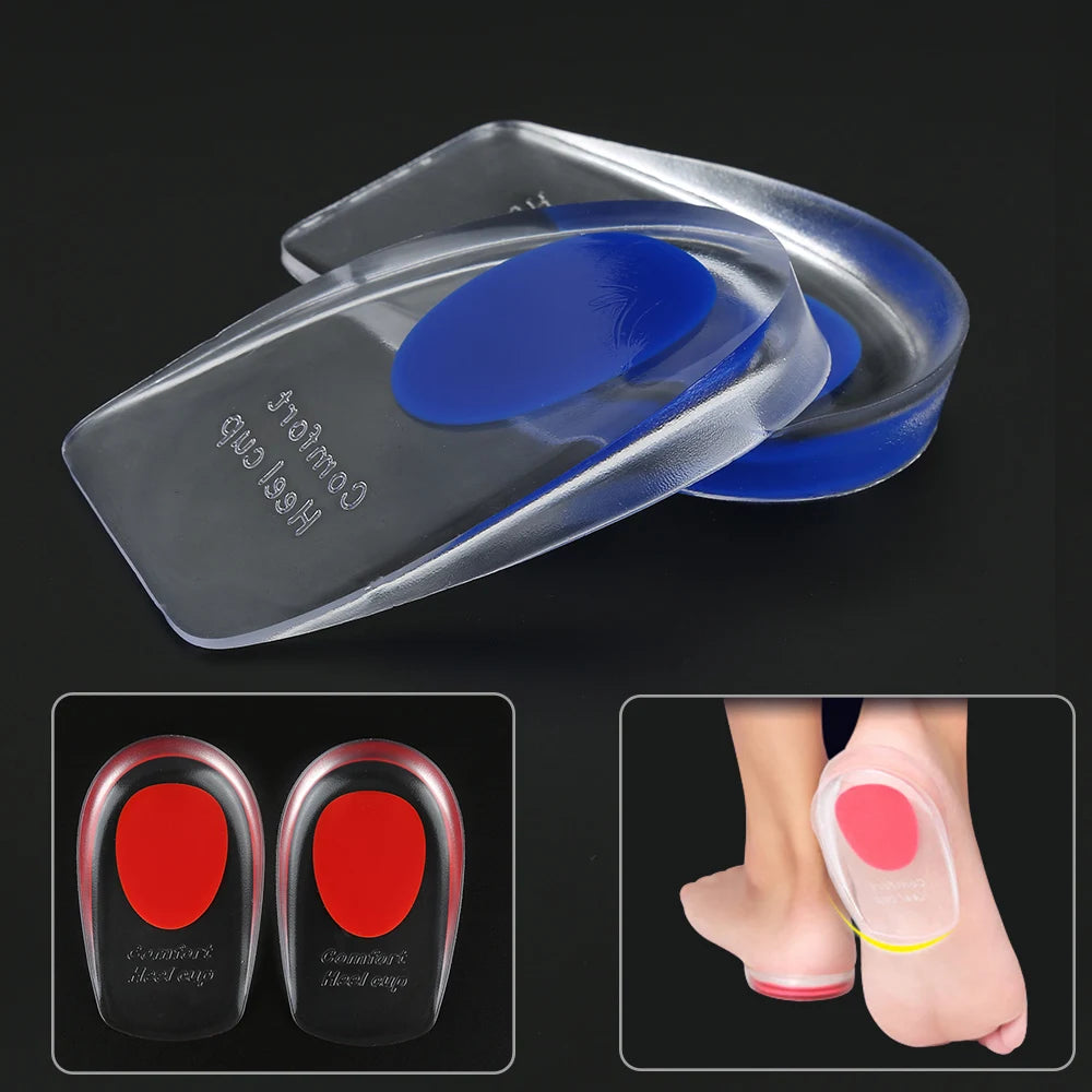 1pair Silicone Gel Insoles Men Women Transparent Half Heel Insole Pad Height Increase Shoes Pad Foot Cushion Shoe Accessories