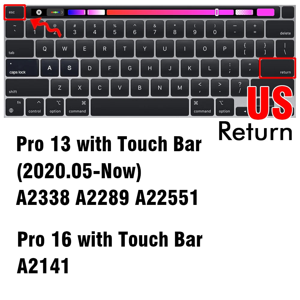 Keyboard Cover for Macbook Air 13 11 Pro 14/16 M1 Touch Bar 15 12 Retina Silicone Protector Skin A2179 A2337 A2338 A2442 US EU