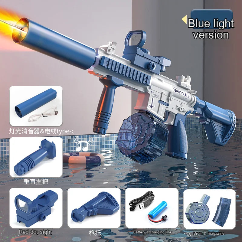 Summer Hot M416 With lighting Water Gun Electric Pistol Shooting Toy Full Automatic Summer Beach Shoot Toy For Boys Girls Gift