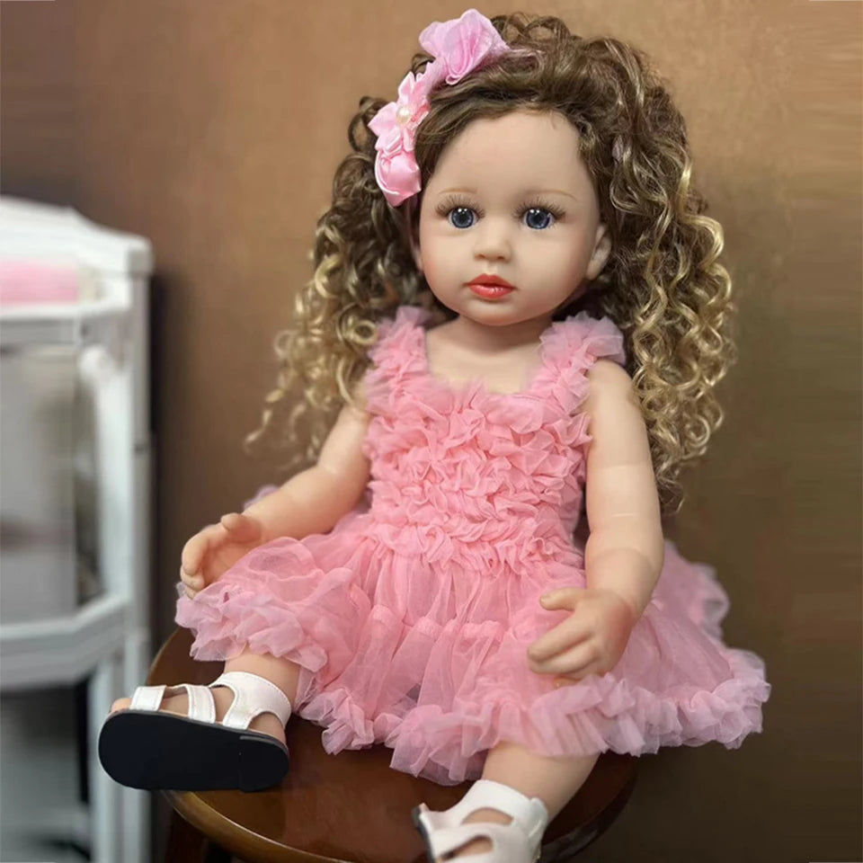 55cm Reborn Baby Doll  Full Body Silicone Waterproof Toddler 22 inch Girl Doll Princess Lifelike Sof Touch Toy Christmas Gift