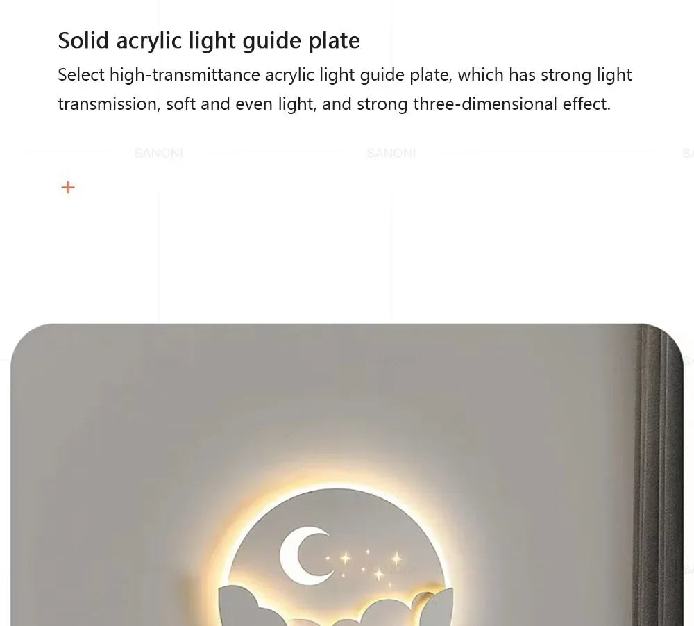 Modern LED Wall Lamp for Living Dining Bedroom Aisle Study Entryway Moon Sconce Light Indoor Home Decor Lighting Fixture Luster