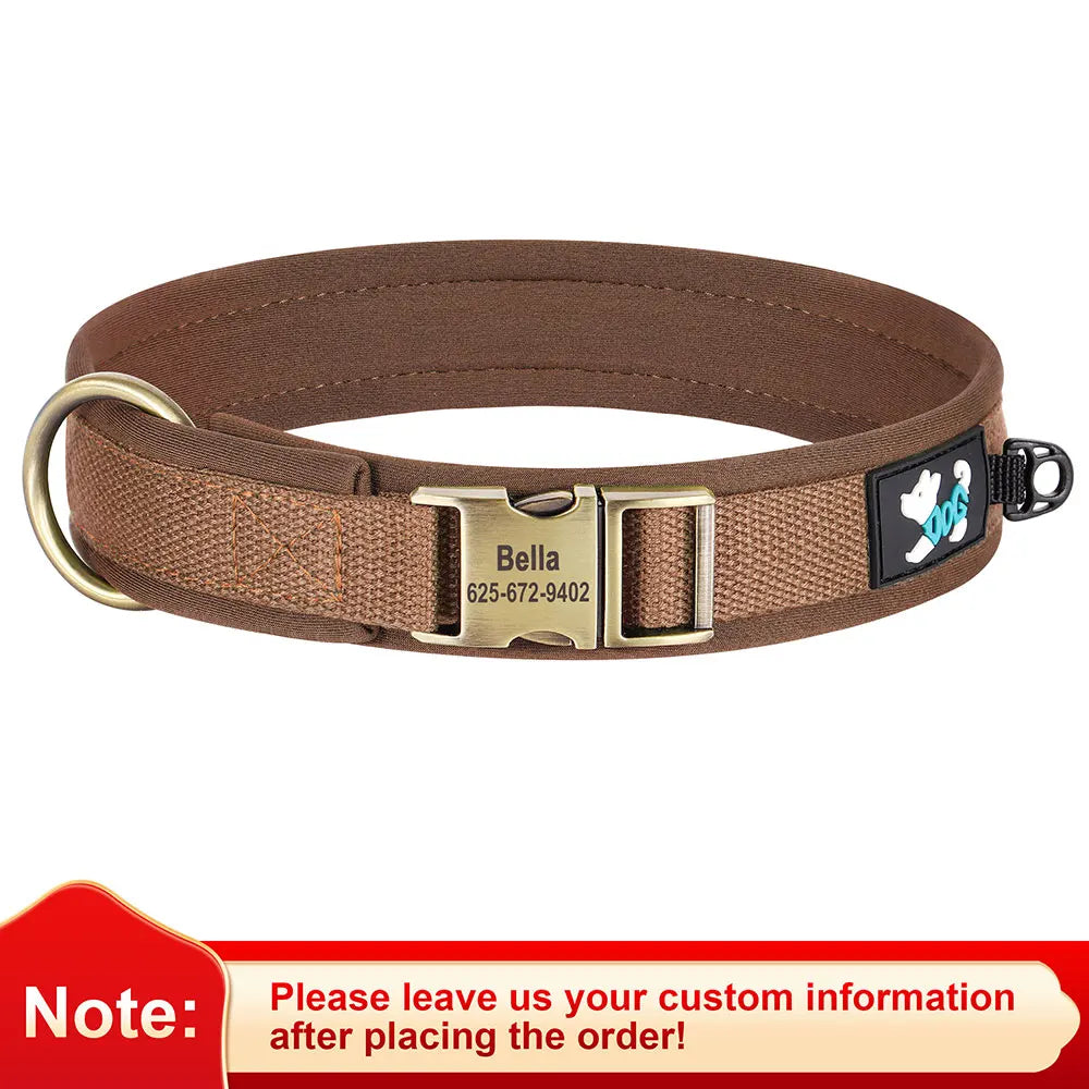 Personalized Nylon Dog Collar Soft Padded Dog Collars Durable Pet ID Collar Adjustable for Small Medium Large Dogs Free Custom