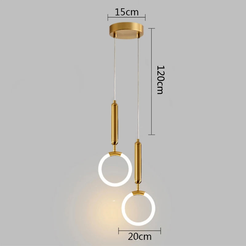 Gold Hanging Ring Pendant Lights Warm White LED Hanging Lamp Restaurant Bar Cafe Lighting U Shape Pendant Lamp