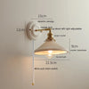 IWHD Nordic Modern Ceramic LED Wall Lamp Sconce Pull Chain Switch Beside Bedroom Bathroom Mirror Stair Light Applique Murale