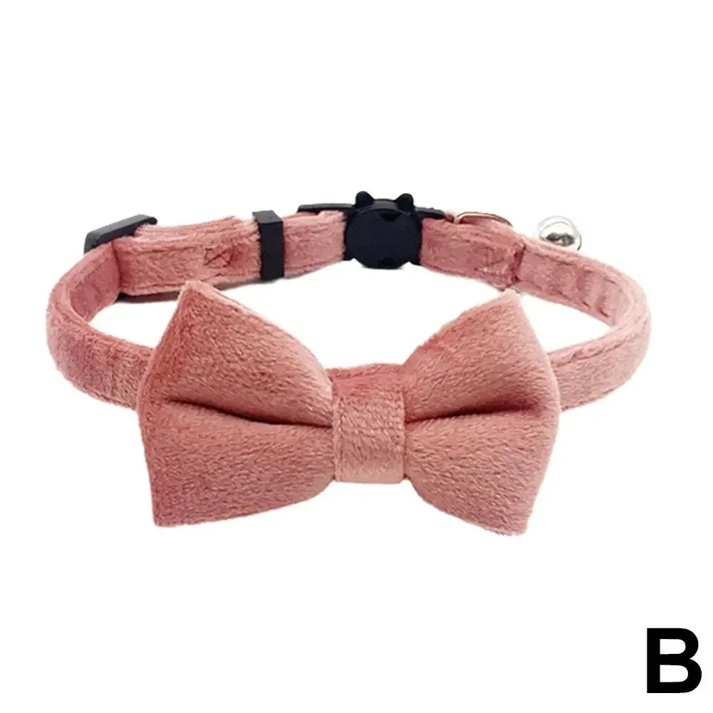 Suede Collar Bow Wear-resistant Lovely Comfortable Collar Collar Bell Velvet Dog Cat Small Adjustable Y5J7