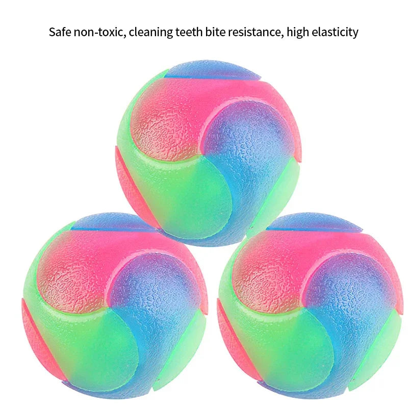 LED Glowing Ball Dog Toy Molar Ball  Balls Flashing Elastic Ball Pet Color Light Ball Interactive Toys For Puppy Cats Dog