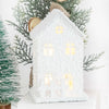 Mini Christmas LED Light Wooden House Kids Gift with Snowflake White Glowing Castle Luminous Christmas Tree