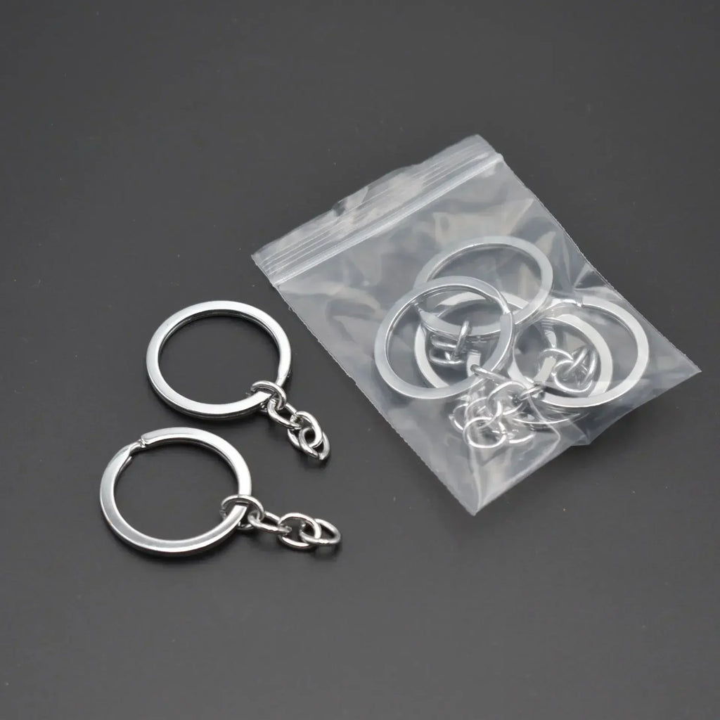 50/500pcs Stainless Steel Metal Blank Keyring Keychain Split Rings DIY Keyfob Keys Ring Lobster Clasp Key Pendant Chains Buckles