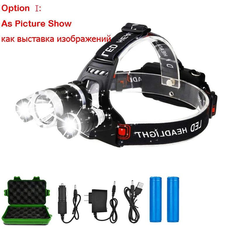 ZK20 LED Headlamp 8000 Lumen Torch Flashlight Headlight Waterproof Head Light Camping Hiking Fishing Mining Light Lamp Torch