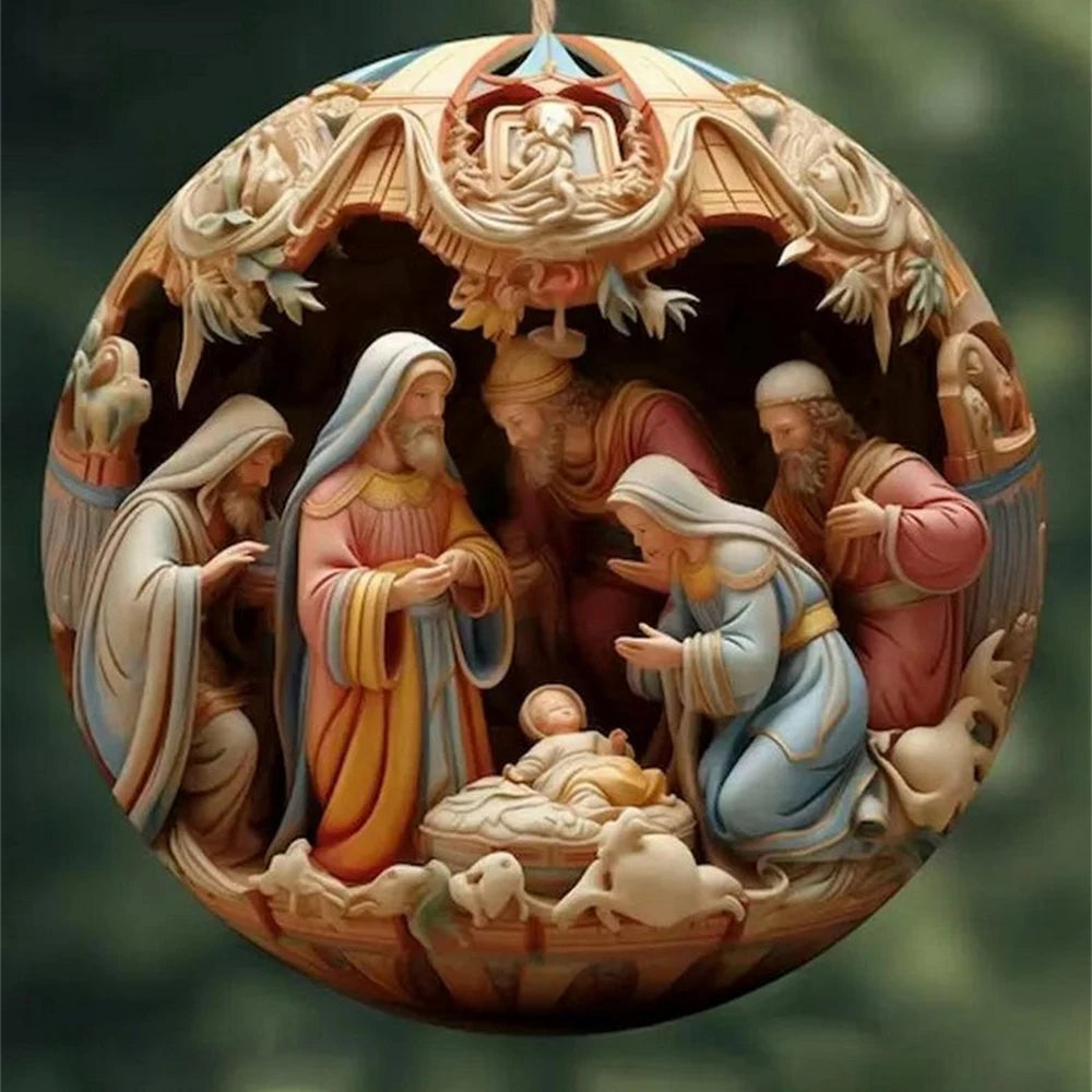 3D Easter Nativity Keepsake Christmas Ornament Acrylic Car Pendant Prayer Pendant Jesus Christ Religious Hanging Tree Decoration