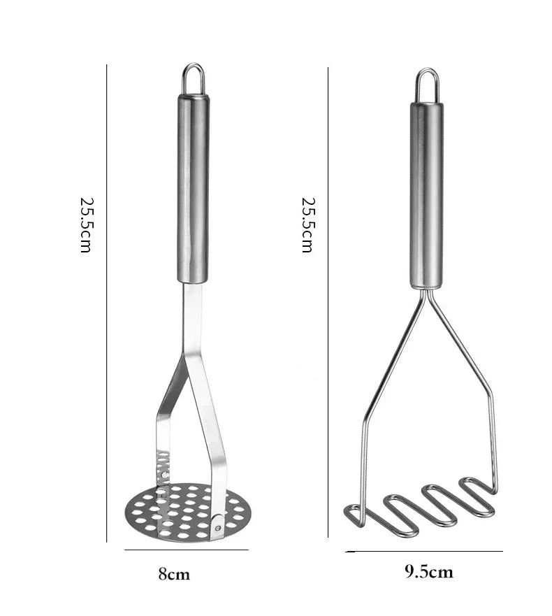 Stainless Steel Potato Masher Manual Fruit Vegetable Pressure Mud Machine Kitchen Children Food Crusher Complementary Gadget