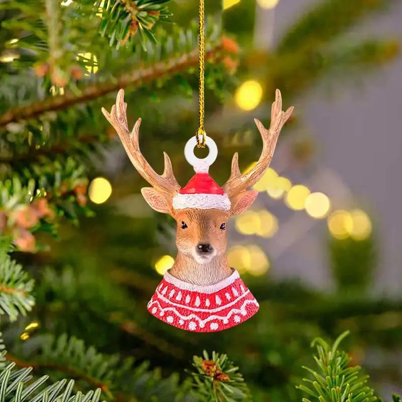 Squirrel Rabbit Bird Elk Hedgehog Pendant Christmas Tree Hanging Animal Ornaments Home Party Decoration 2025 New Year Navidad