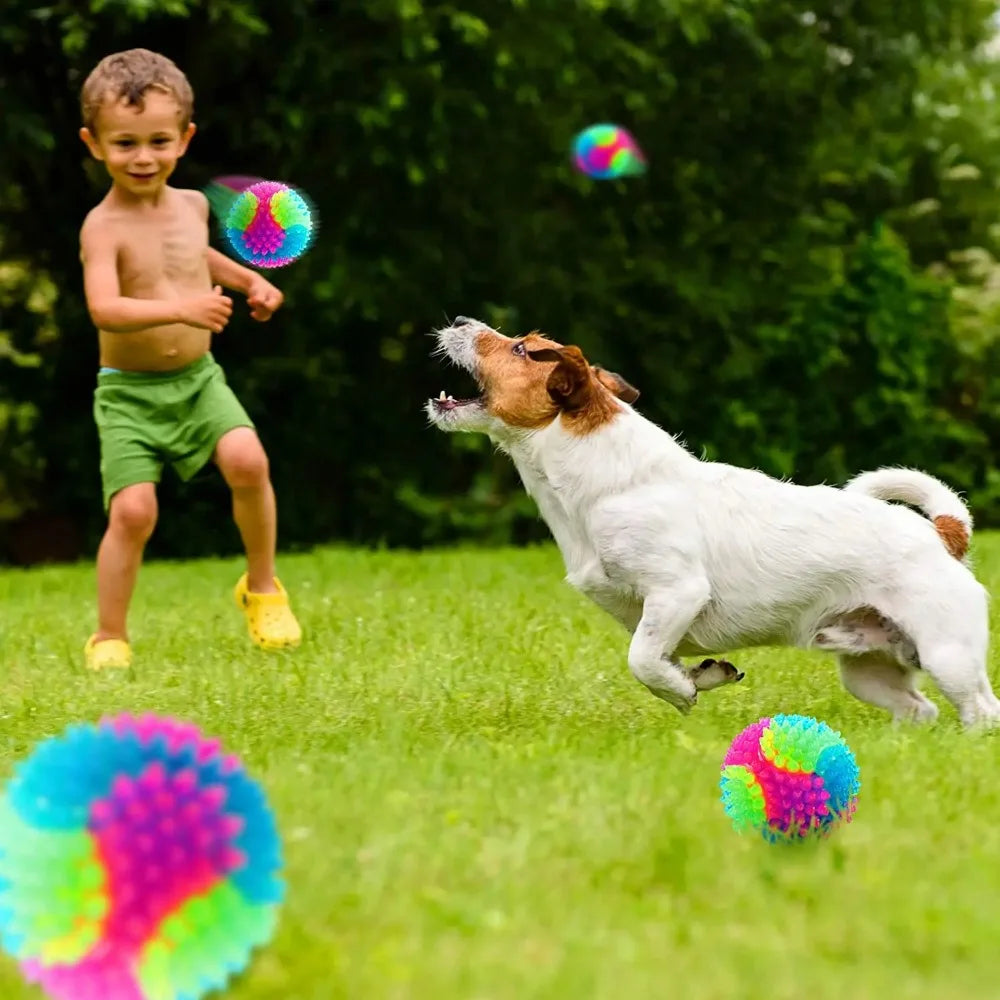 LED Glowing Ball Dog Toy Molar Ball  Balls Flashing Elastic Ball Pet Color Light Ball Interactive Toys For Puppy Cats Dog