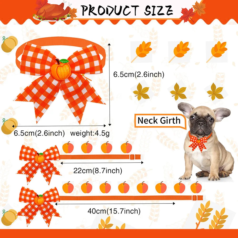 50/100pcs Autumn Dog Bowties Thanksgiving Small Dogs Ties Dogs Fashion Dog Grooming Pet Dog Bow Tie Dog Accessories For Fall