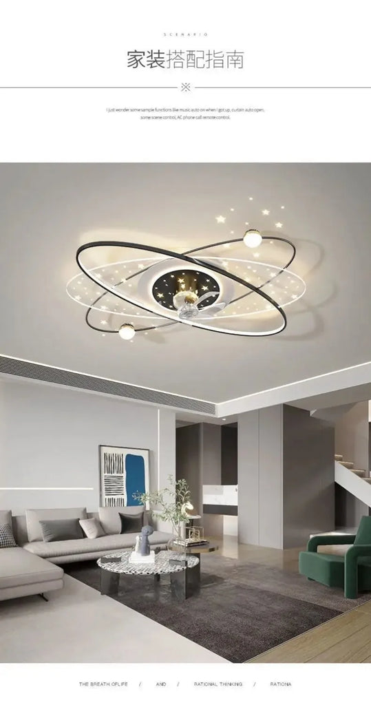 Modern Minimalist Ceiling Lamps For Living Room Fan Lights Intelligent Home Bedroom Restaurant Silent Fan Pendant Light Fixtures