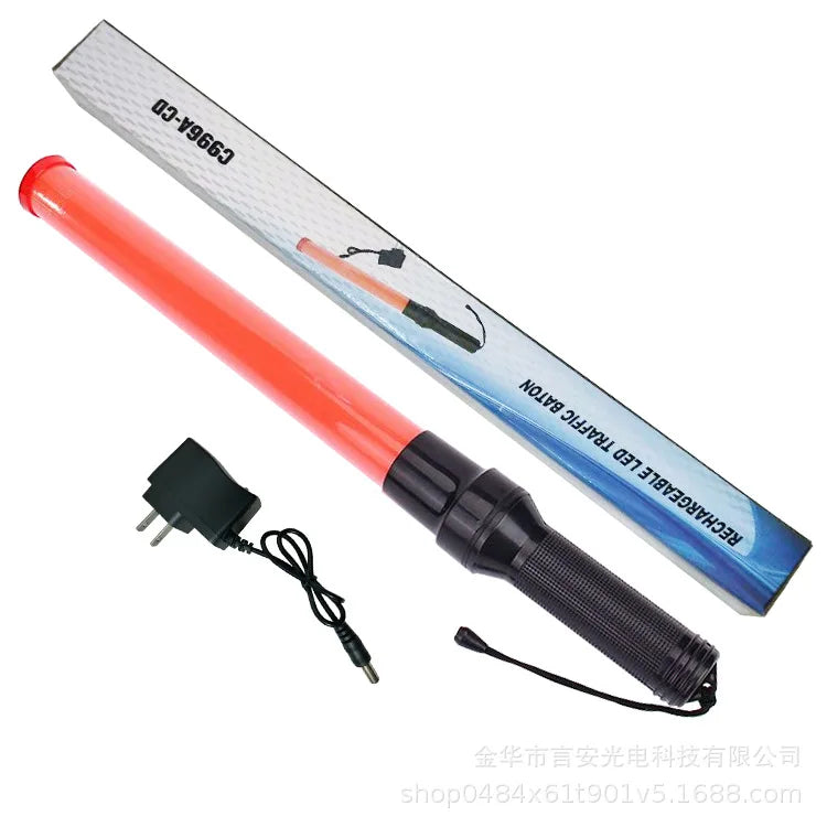 54cm LED Charging Traffic Baton Safety Signal Warning Flashing Red Light Dropship