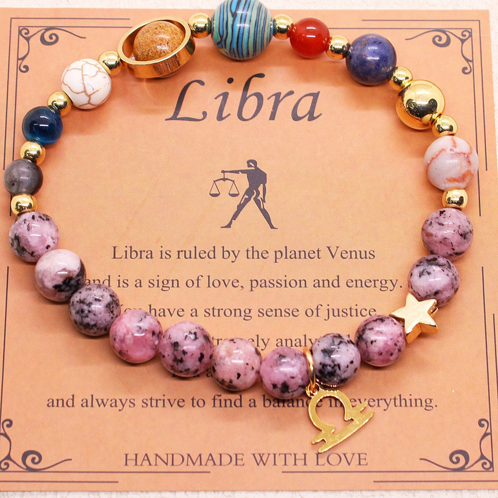 Eight Planets 12 Constellation Bracelet Natural Stone Hemp Stone