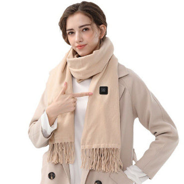 Winter Outdoors Heating Scarf Solid Color Smart Electric Heating Scarf