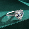 Heart-shaped Simulation Diamond Ring S925 Sterling Silver Ring Wedding Gift Hand Jewelry