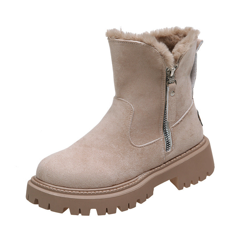 Snow Boots Women's Trendy Winter New Short Suede Fur Integrated