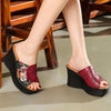 Fashion Hollowed-out Hibiscus Flower Wedge Slippers