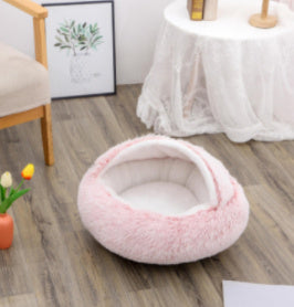 2 In 1 Dog And Cat Bed Pet Winter Bed Round Plush Warm Bed House Soft Long Plush Pets Bed Pet Products