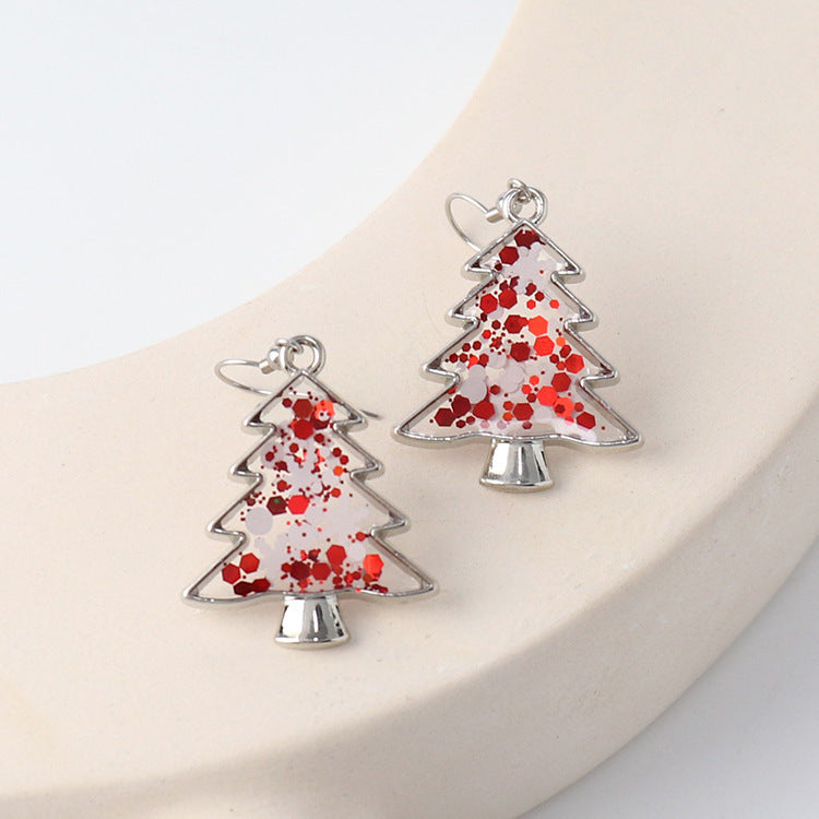 Creative Handmade Christmas Tree Shape Dried Flower Earrings