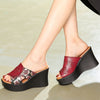 Fashion Hollowed-out Hibiscus Flower Wedge Slippers